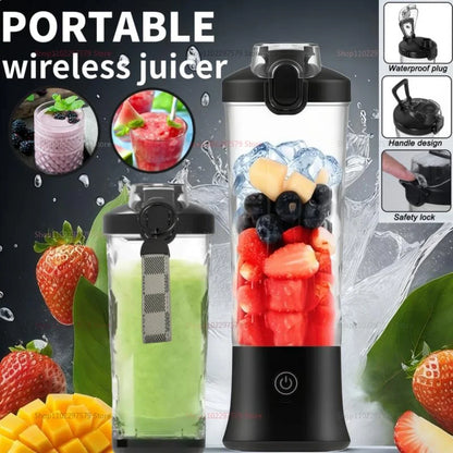 Portable Blender Bottle – USB Rechargeable, 6-Blade, 480m